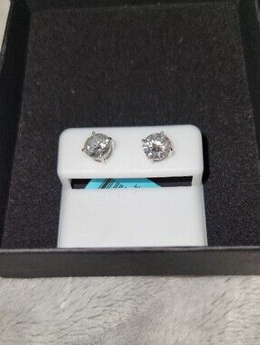 Classic Sterling Silver 2.40 Ctw Moissanite Stud Earrings - Women Jewelry